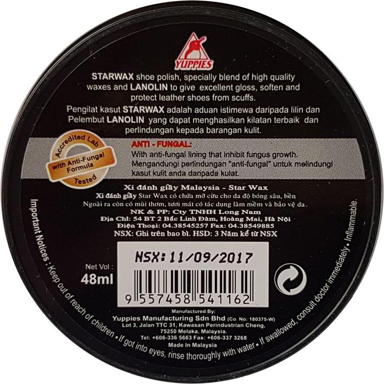 Xi đánh giày đen YUPPIES Star Wax Shoe Polish 48ml-Black (Malaysia)