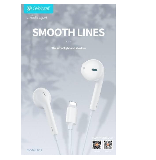 Tai nghe nhét tai có dây cổng lightning Celebrat G17 cho IOS có Mic - Hàng chính hãng
