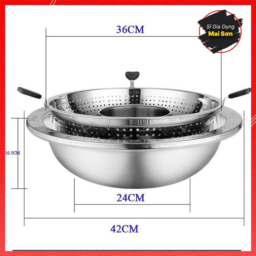 Nồi Lẩu Xoay Inox 2 Tầng Hàn Quốc Nồi Lẩu Đa Năng Hàng Loại 1 Cao Cấp Dùng Cho Mọi Loại Bếp Xoay 360 Độ Tiện Lợi