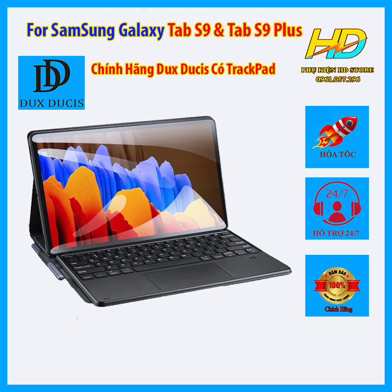 Bao Da Kèm Bàn Phím Dành Cho Samsung Galaxy Tab S9 11 inch SM X710/X716 Chính Hãng Dux Ducis Sử Dụng công nghệ 5.0 kết nối Bluetooth, sử dụng như 1 chiếc laptop thu nhỏ - Hàng Chính Hãng