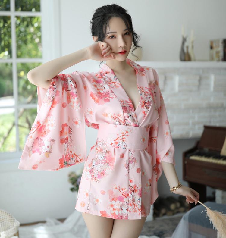 Hình ảnh Đồ ngủ Kimono hồng hoa anh đào Nhật Bản