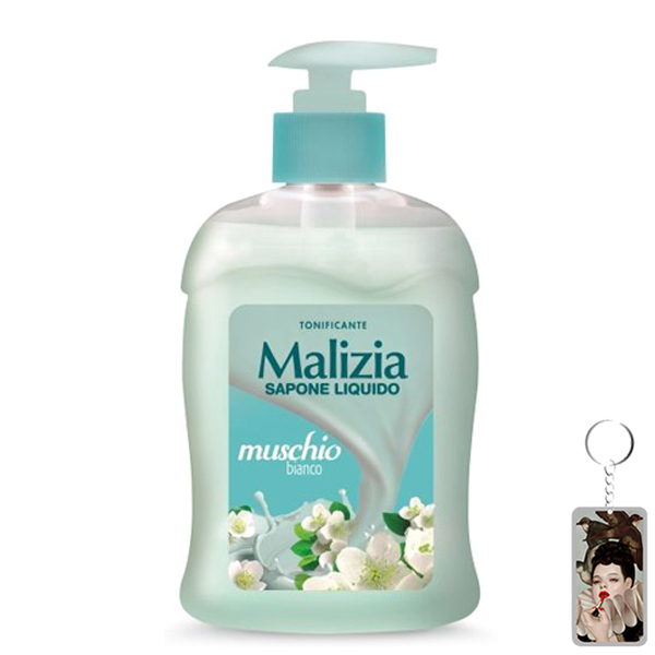 Nước rửa tay xạ hương trắng Malizia Liquid Soap White Musk 300ml tặng kèm móc khóa