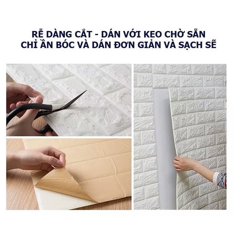 Bộ 5 Tấm Xốp Dán Tường Gạch Dày 4mm 70cmx77cm