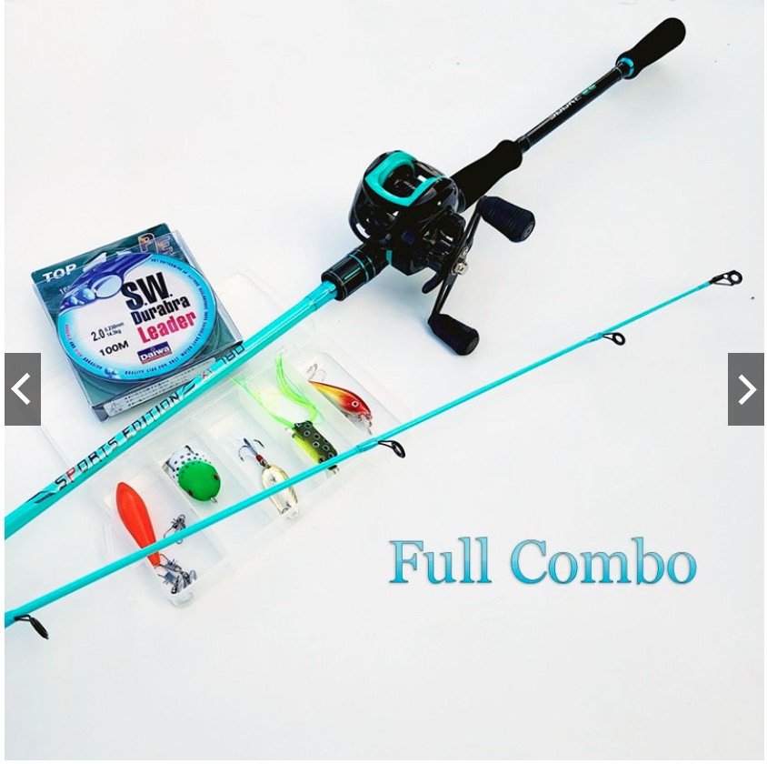 Bộ cần câu lure máy ngang cao cấp souke tặng kèm dây câu lure và bộ mồi câu