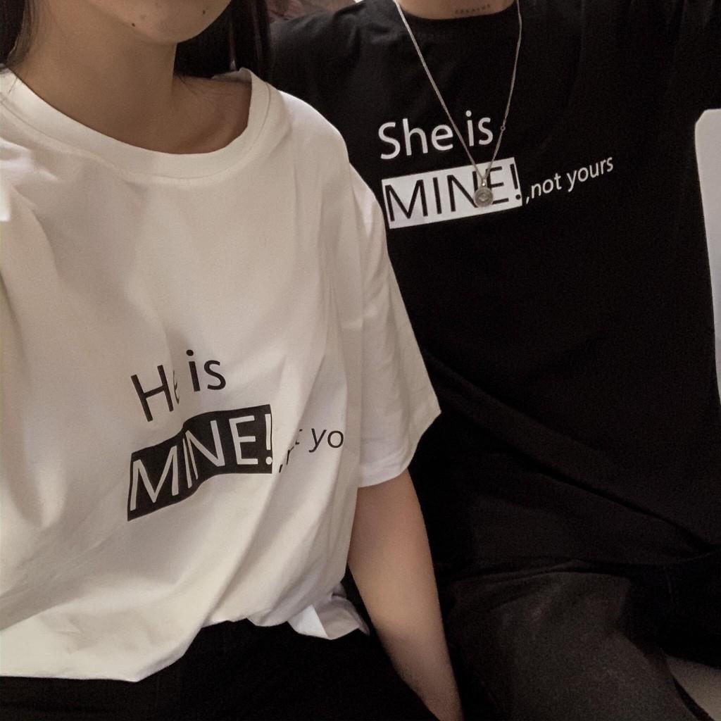 Áo thun tay ngắn 70/11 unisex size M L - He is Mine / She is Mine, not yours