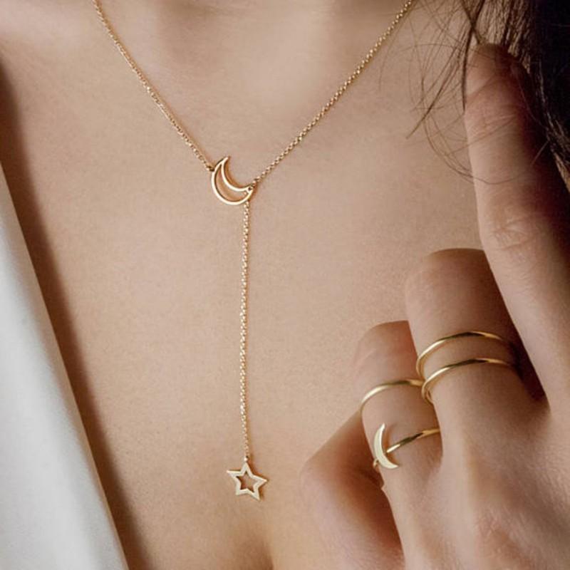 Dây chuyền mặt ngôi sao và mặt trăng thời trang cho nữ phukienshop