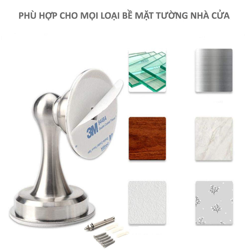 Bộ chặn cửa chống va đập nam châm hít cửa dán sàn Hobby Home Decor CC1 inox 304 kèm keo dán sàn