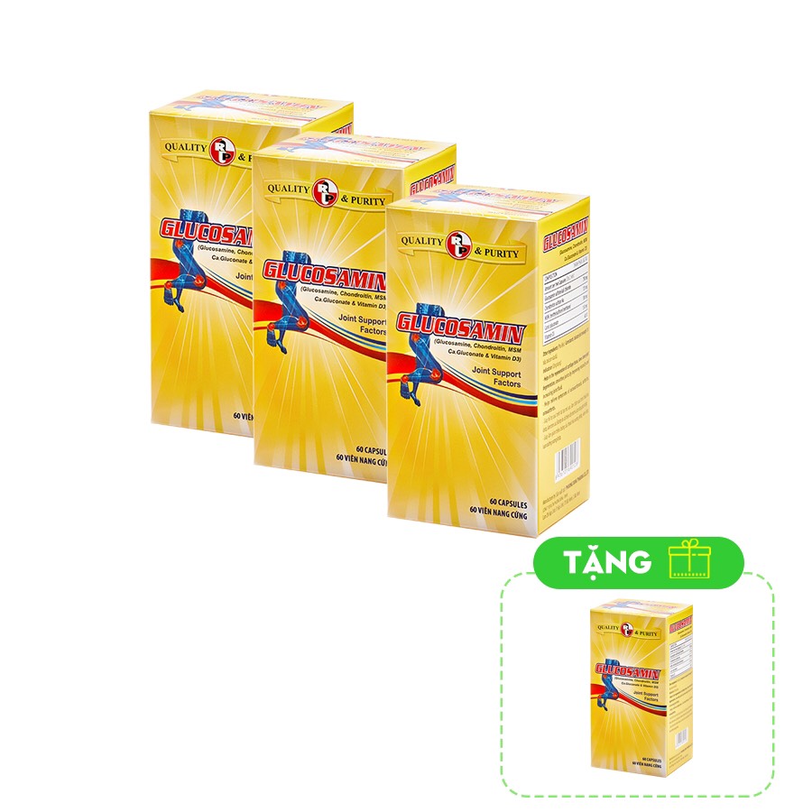 COMBO 3 CHAI TPCN viên nang GLUCOSAMIN,hỗ trợ xương khớp - chai 60 viên TẶNG THÊM  1 CHAI