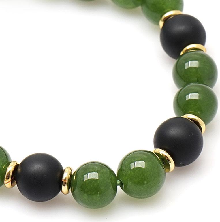 Gembank Vòng Tay Đá Cẩm Thạch Nephrite Mix Đá Onyx Đen Tự Nhiên 10MM