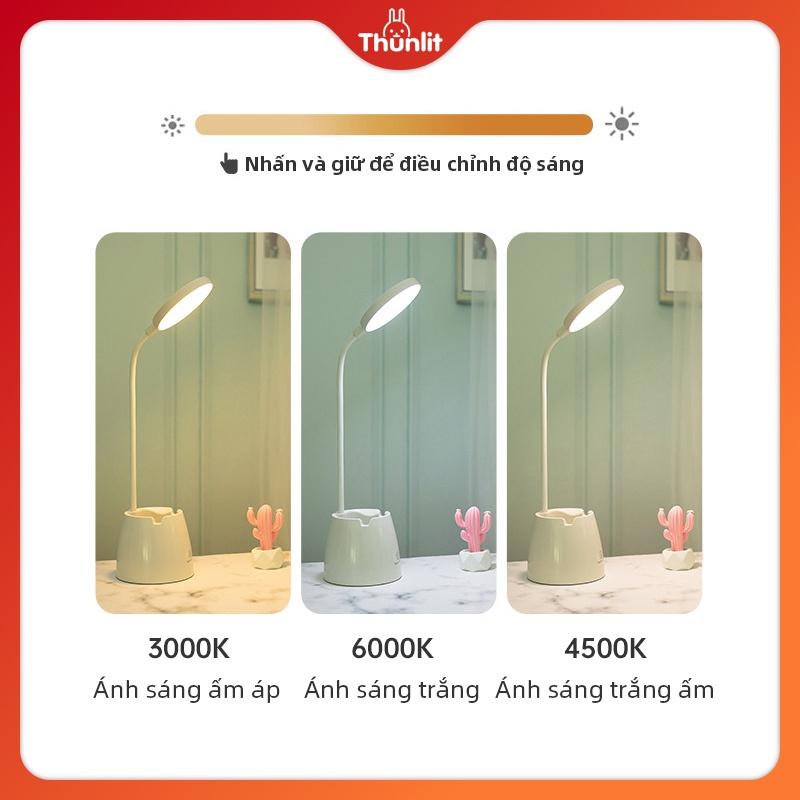 Đèn để bàn màu xanh lá 5W USB 2500mAh có thể sạc lại có thể điều chỉnh độ sáng với 3 nhiệt độ màu