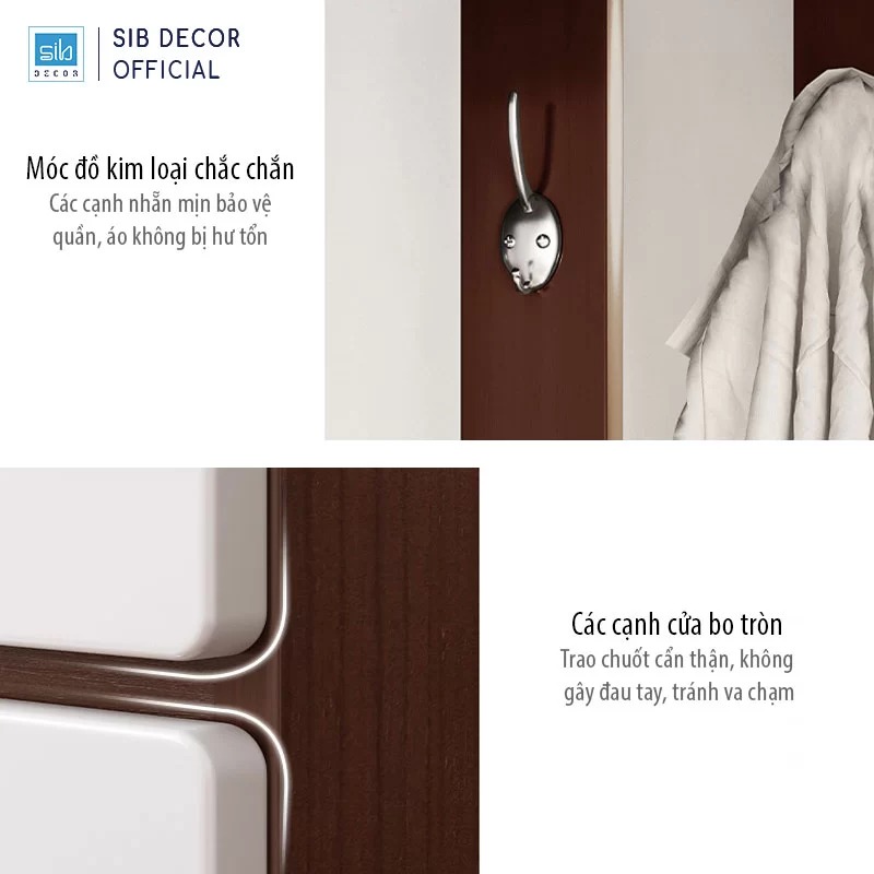 Tủ Giày Đa Năng SIB Decor Tích Hợp 6 Móc Treo Đồ Tiện Lợi, Đặt Tại Lối Vào Phòng Khách