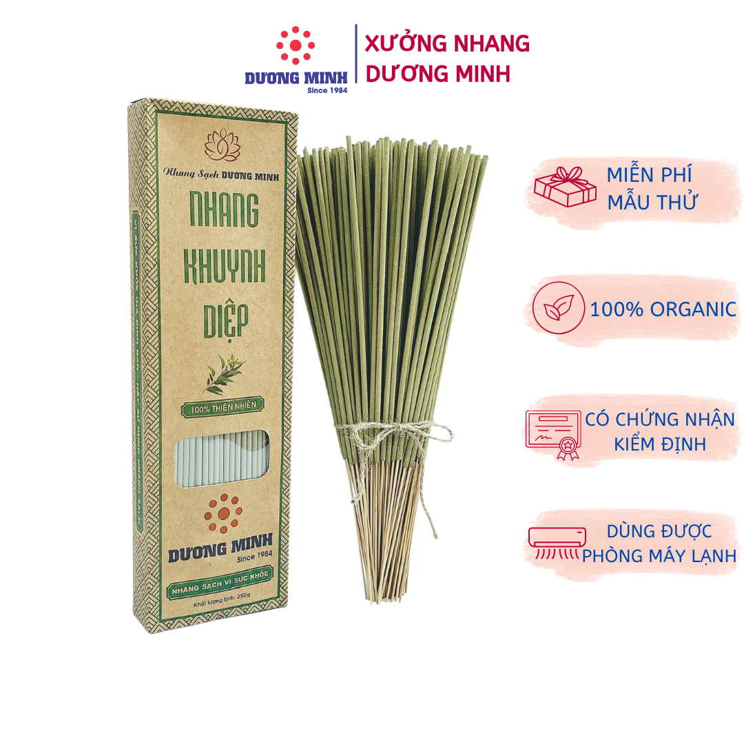 Nhang khuynh diệp xanh tự nhiên - nhang sạch Dương Minh 100% thành phần organic, nhang thơm thắp cúng, đuổi muỗi, xông nhà an toàn