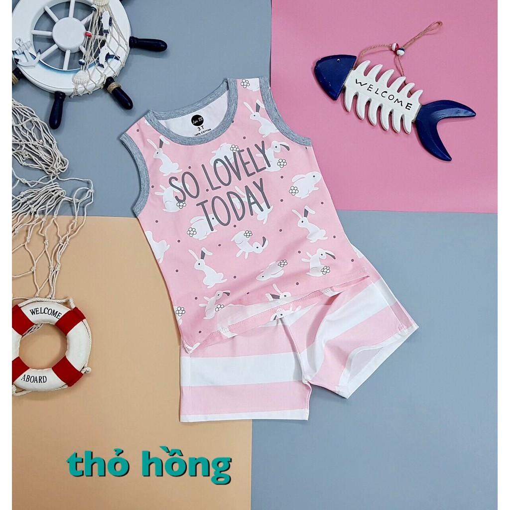 SÉT BỘ THUN BÉ GÁI BA LỖ IN HÌNH NGỘ NGHĨNH