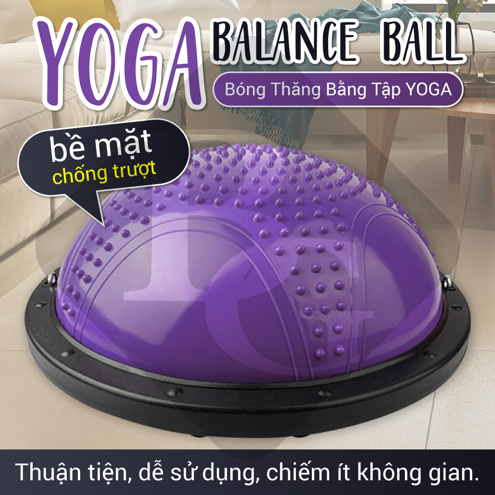 BG Bóng tập YOGA bóng thăng bằng PURPLE tặng bơm bóng,Bosu Bóng Tập Cân Bằng Bosu tập thể dục,Bóng đẹp Yoga Tại Nhà Cao Cấp ( hàng nhập khẩu)