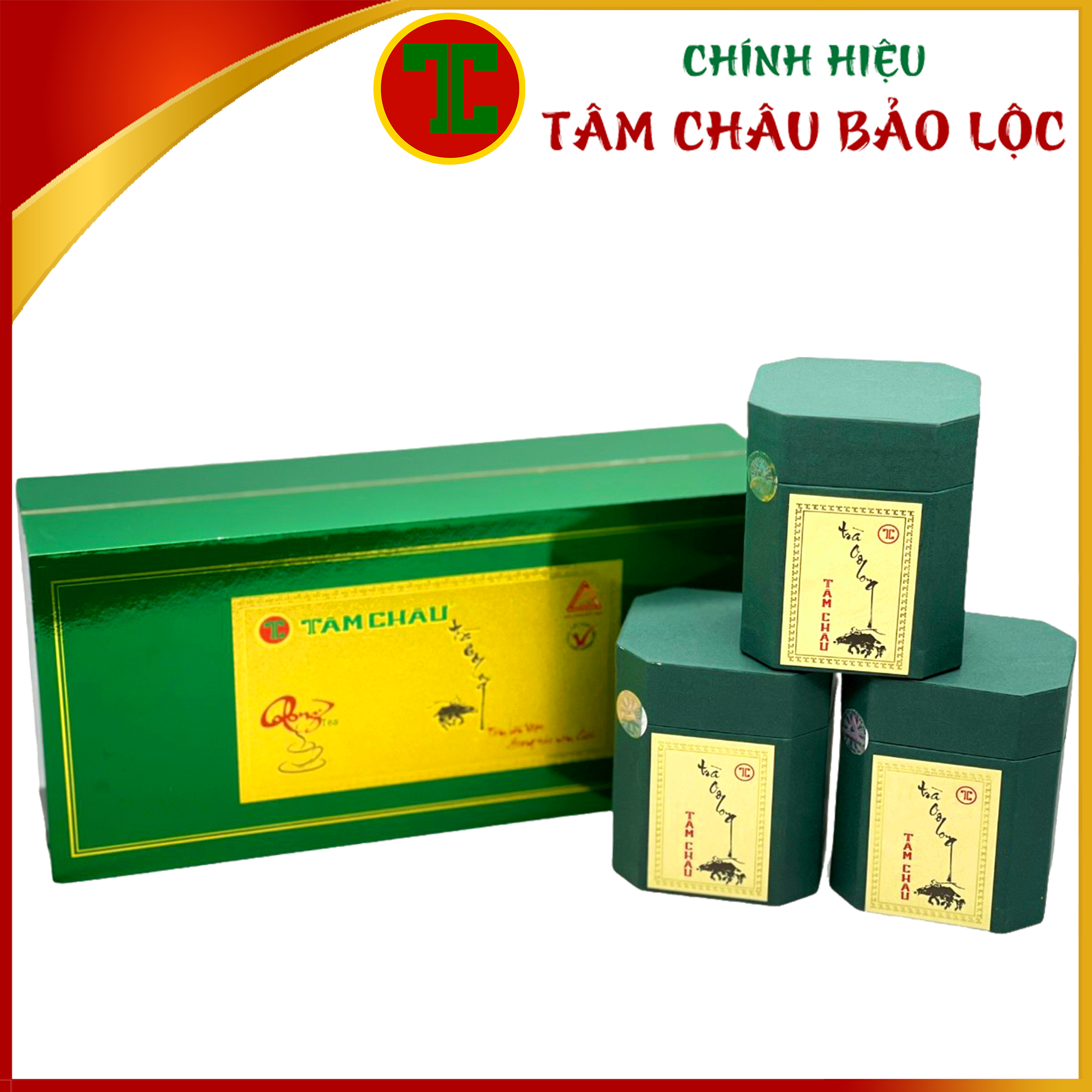 Hộp trà Oolong Tâm Châu thuần xanh 300Gr