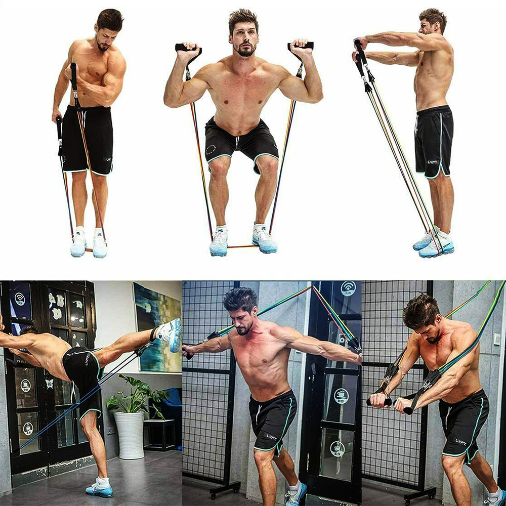 BỘ 5 DÂY DÂY KHÁNG LỰC TẬP GYM - MÓC THÉP TO CHẮN CHẮN HỖ TRỢ TẬP GYM ĐA NĂNG ( ẢNH THẬT)