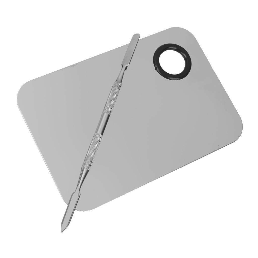 Stainless Steel Makeup Mixing Blending Palette with Spatula Cosmetic Tool