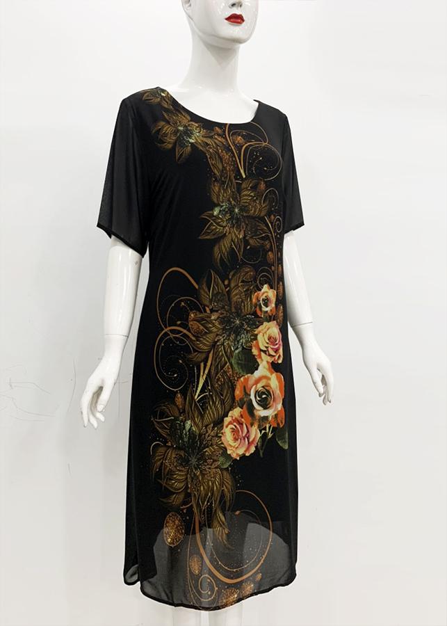 Đầm Suông Bigsize Kiểu Đầm Suông In Hoa Hồng ROMI 3220
