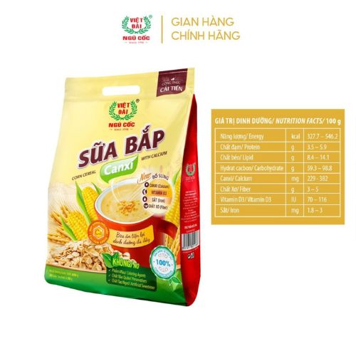 Bột Ngũ Cốc Sữa Bắp Canxi VIỆT ĐÀI Bổ Sung Canxi Giúp Xương Chắc Khỏe Túi 600gam