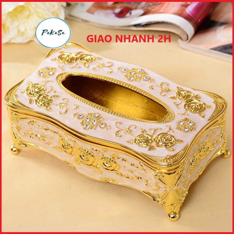 Hộp Đựng Khăn Giấy Đính Hạt Sang Trọng PaKaSa - Chính Hãng