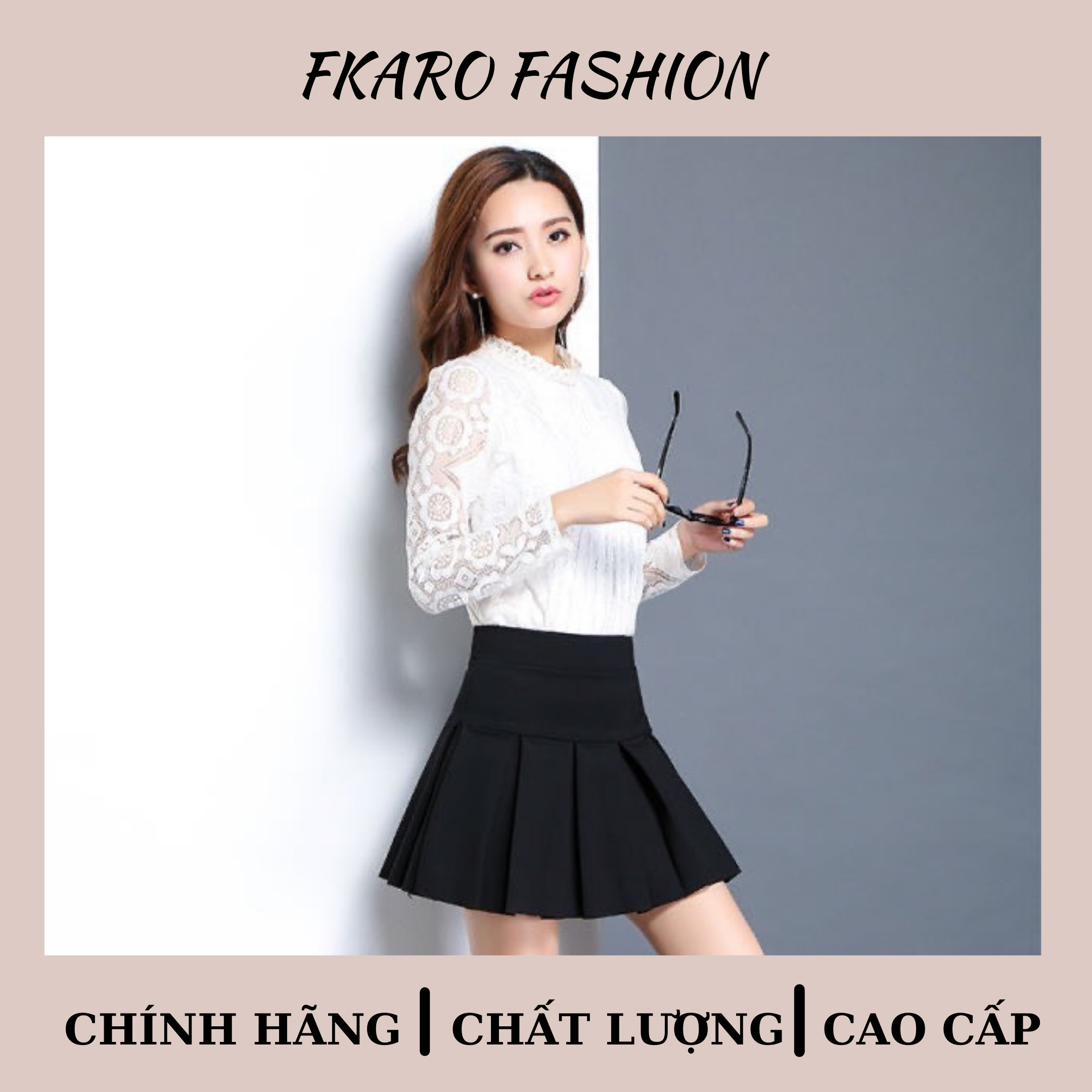 CHÂN VÁY NGẮN XẾP LY TO KAKI PHONG CÁCH HÀN QUỐC - FKARO