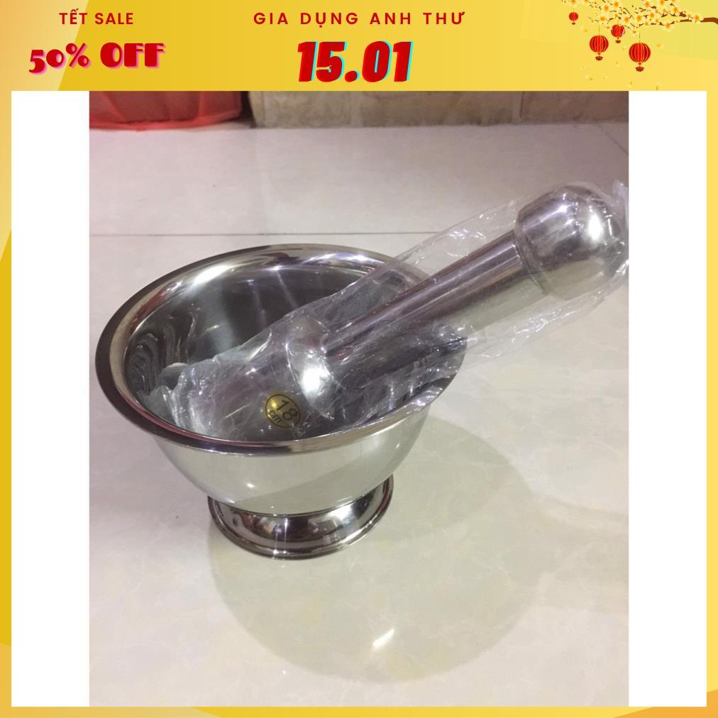 Bộ Cối Chày Inox Đường kính 17cm Dùng Để Giã Thức ăn, Chống nấm mốc