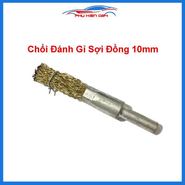 Chổi đánh gỉ trục 6mm sợi đồng chổi chụm đĩa cho bề mặt kim loại