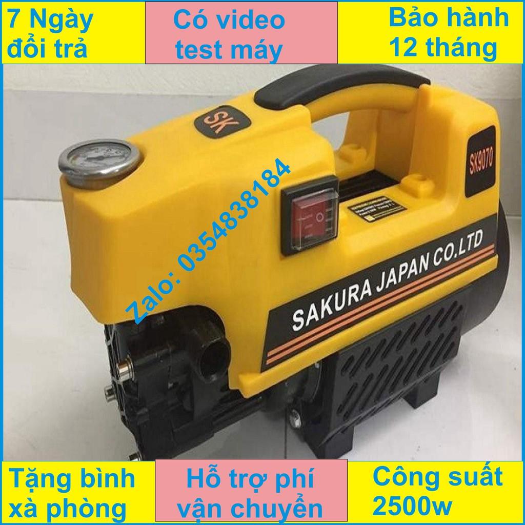 Máy rửa xe Nhật Bản sakura-2500W-lõi đồng-tặng bình tạo bọt, Dây áp lực 15m