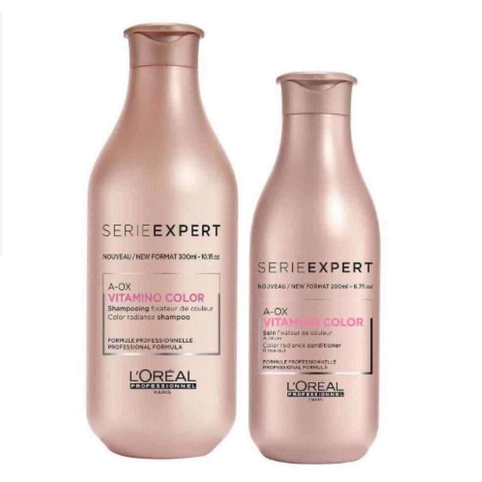 Bộ dầu gội xả chăm sóc tóc nhuộm L'oreal Serie Expert A-OX Vitamino color radiance 300ml + 200ml