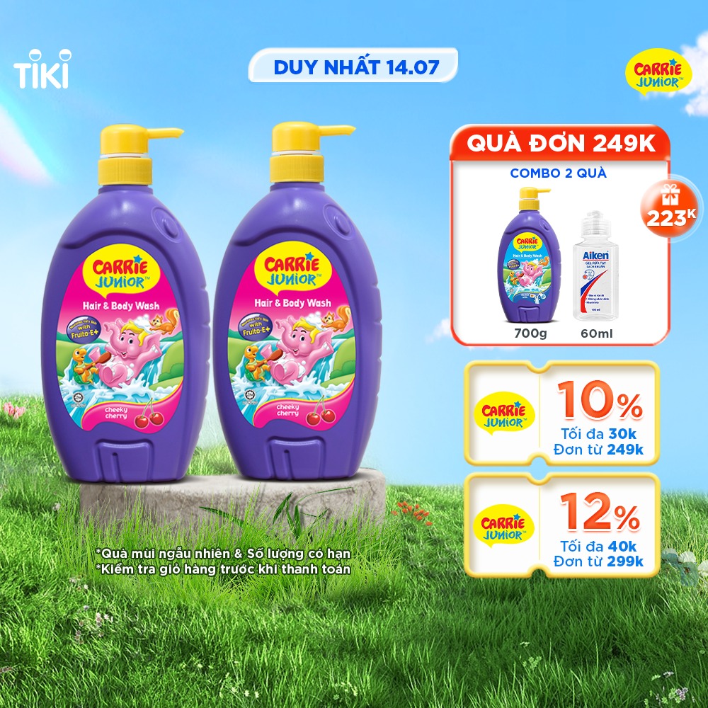 Combo 2 Sữa Tắm Gội cho bé Carrie Junior Hương Cherry (700g/chai)