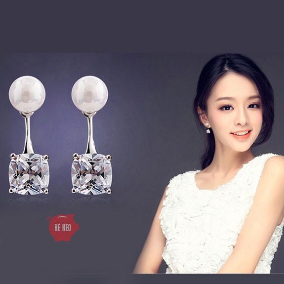 Bông tai ngọc, đá nhân tạo vuông xinh