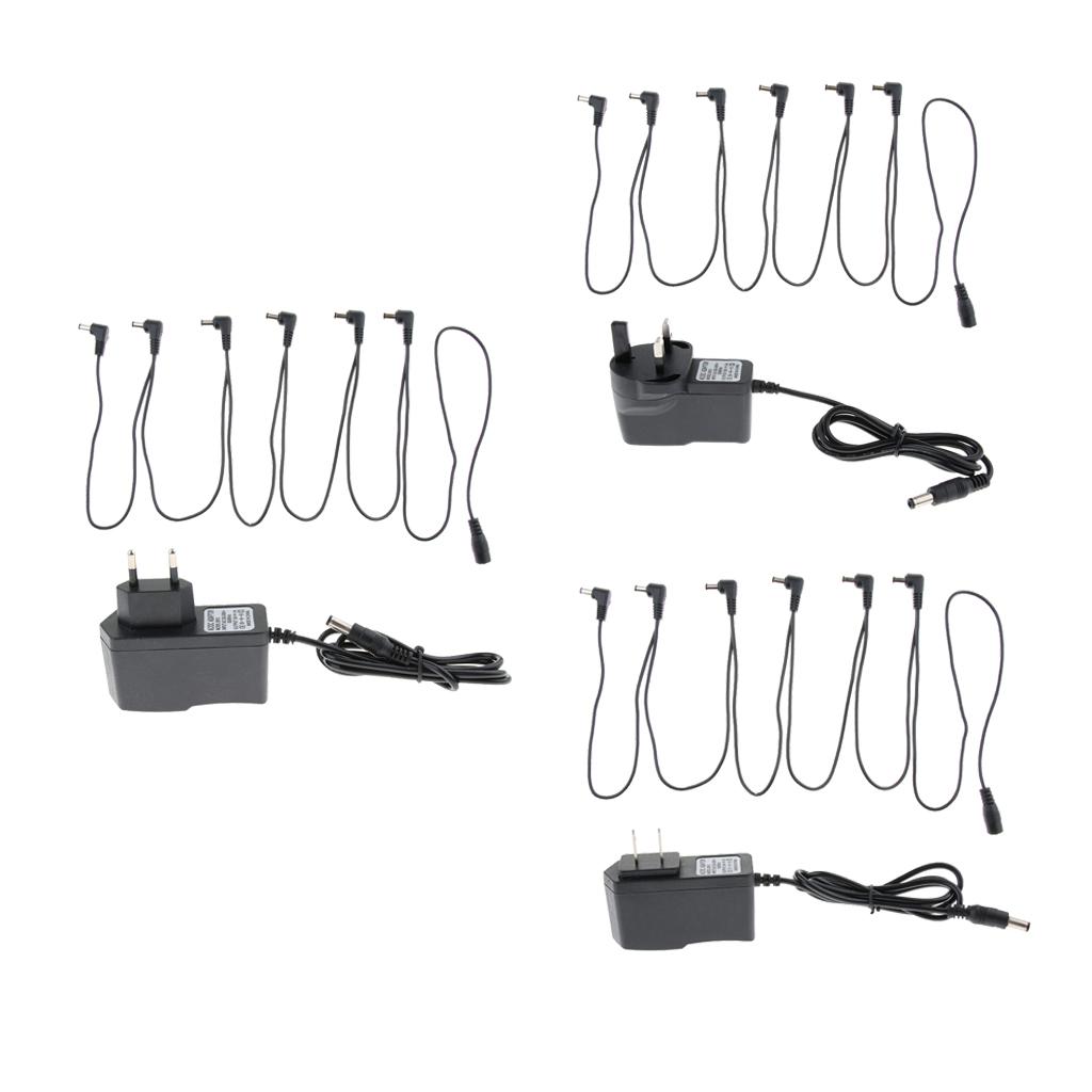 1 to 6 Way Guitar Effect Pedals Power Supply Cable + Adapter