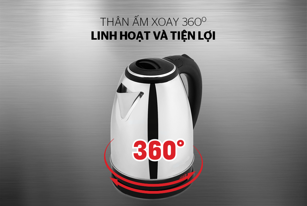 Ấm Siêu Tốc Inox 1.8L HTD1081 - Hàng Chính Hãng