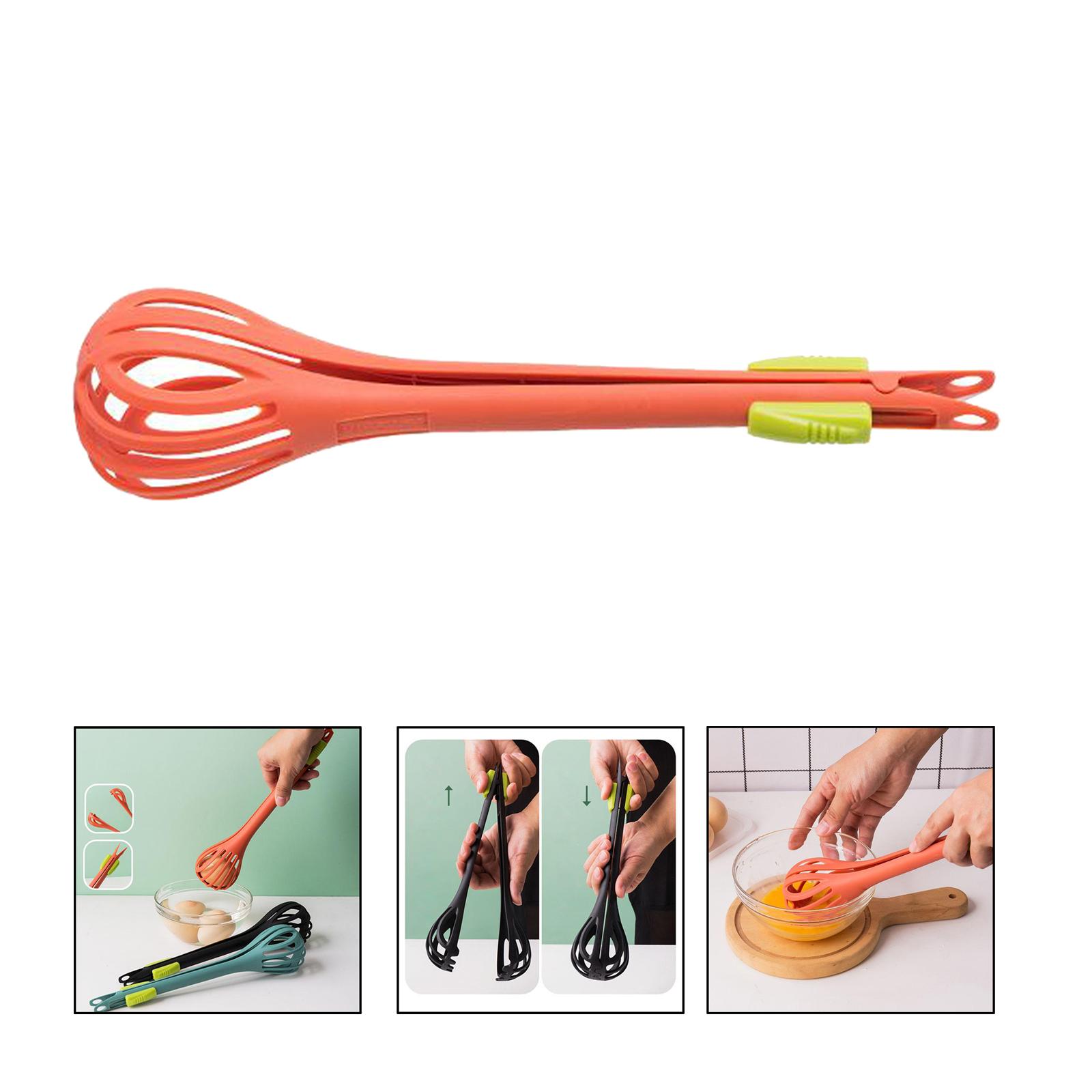 29cm Multi-functional Egg Beater, 2-in-1 Household Nylon Egg Whisk Mixer, Spaghetti Noodle Food Tongs with Hanging Holes