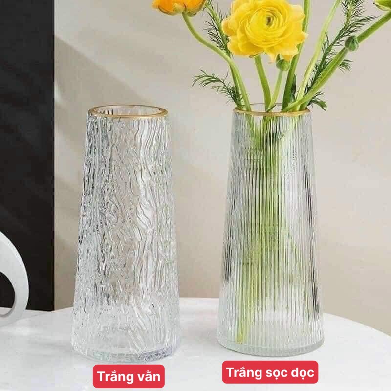 COMBO 2 BÌNH HOA THỦY TINH VIỀN VÀNG CAO CẤP