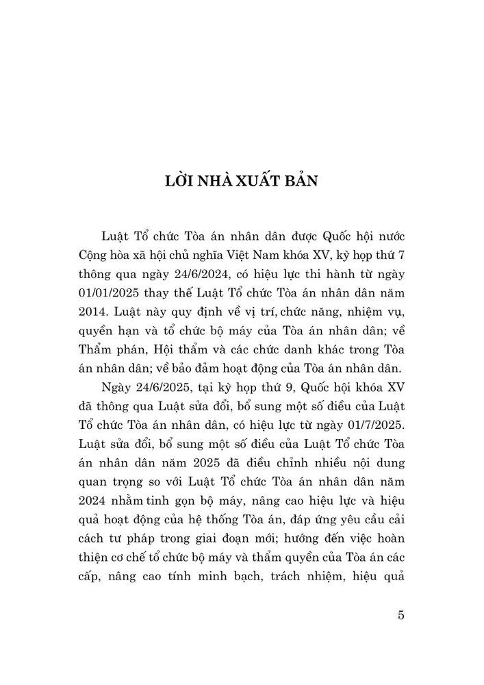 Luật Tổ chức Tòa án nhân dân năm 2024 (sửa đổi, bổ sung năm 2025)