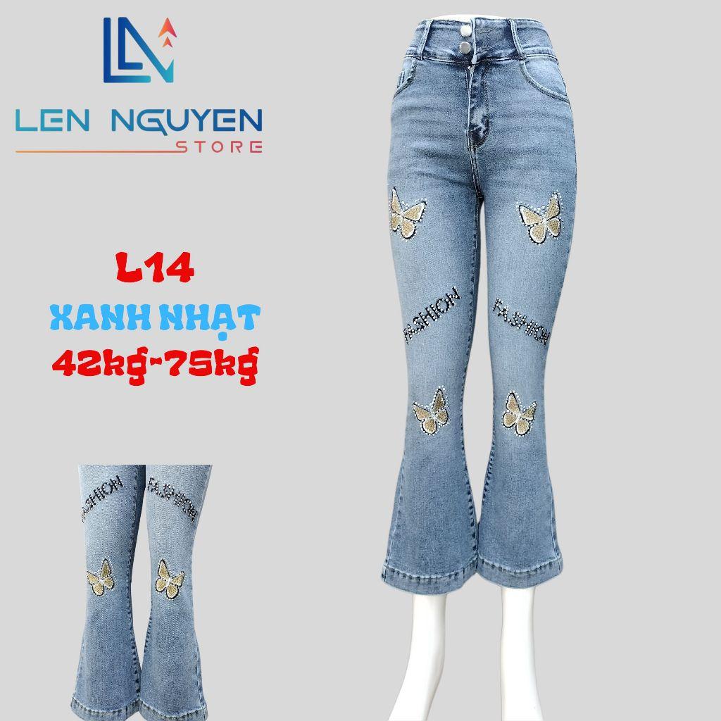 L14_Quần jean nữ, loe, lưng cao, quần bò nữ dáng ôm, quần rin nữ có big size, cho 42kg đến 75kg,LEN NGUYEN STORE