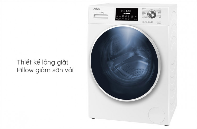 Máy giặt AQUA AQD-D1000C W, 10.0kg, Inverter thiết kế Lồng giặt Pillow giảm sờn vải