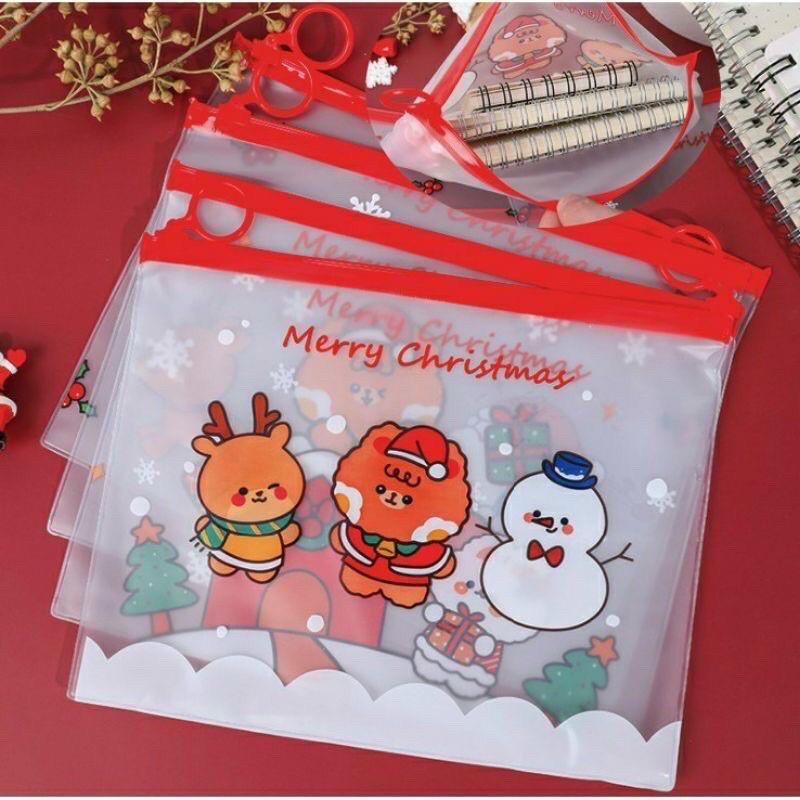 Túi Zip Đựng Đồ Trong Suốt Hoạ Tiết Giáng Sinh Noel