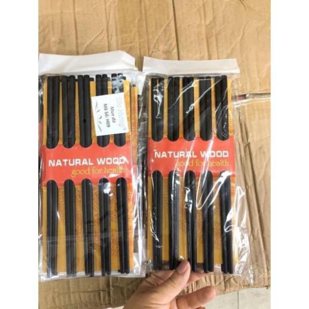 Bộ 10 đôi Đũa gỗ tự nhiên khảm trai chéo và trơn cao cấp