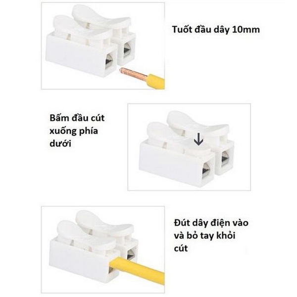 Combo 5 cái Cút nối dây điện nhanh CH-2 domino kẹp mối nối đẹp gọn gàng an toàn chống chạm chập điện cháy nổi trong các hộp âm tường 2097