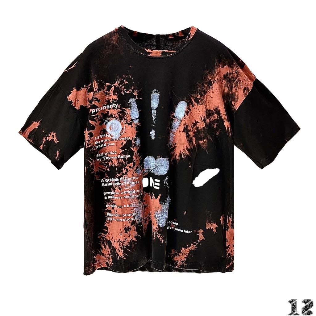 Áo Phông Nam Nữ 12.DESTINY Chi Tiết Tie Dye Loang Đỏ - Đen và Trắng Đen Chất Liệu Cotton Premium