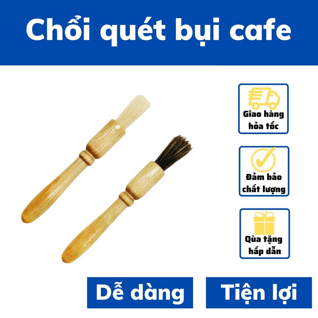 Dụng cụ nhà bếp Chổi quét bụi Chổi vệ sinh máy pha cafe Espresso cán gỗ tự nhiên sang trọng nhỏ gọn dễ dàng sử dụng