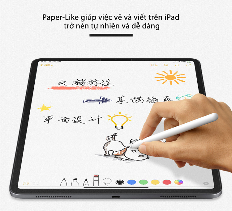 Dán màn hình dành cho iPad Paper-like Kai Cao Cấp chống vân tay cho cảm giác vẽ như trên giấy