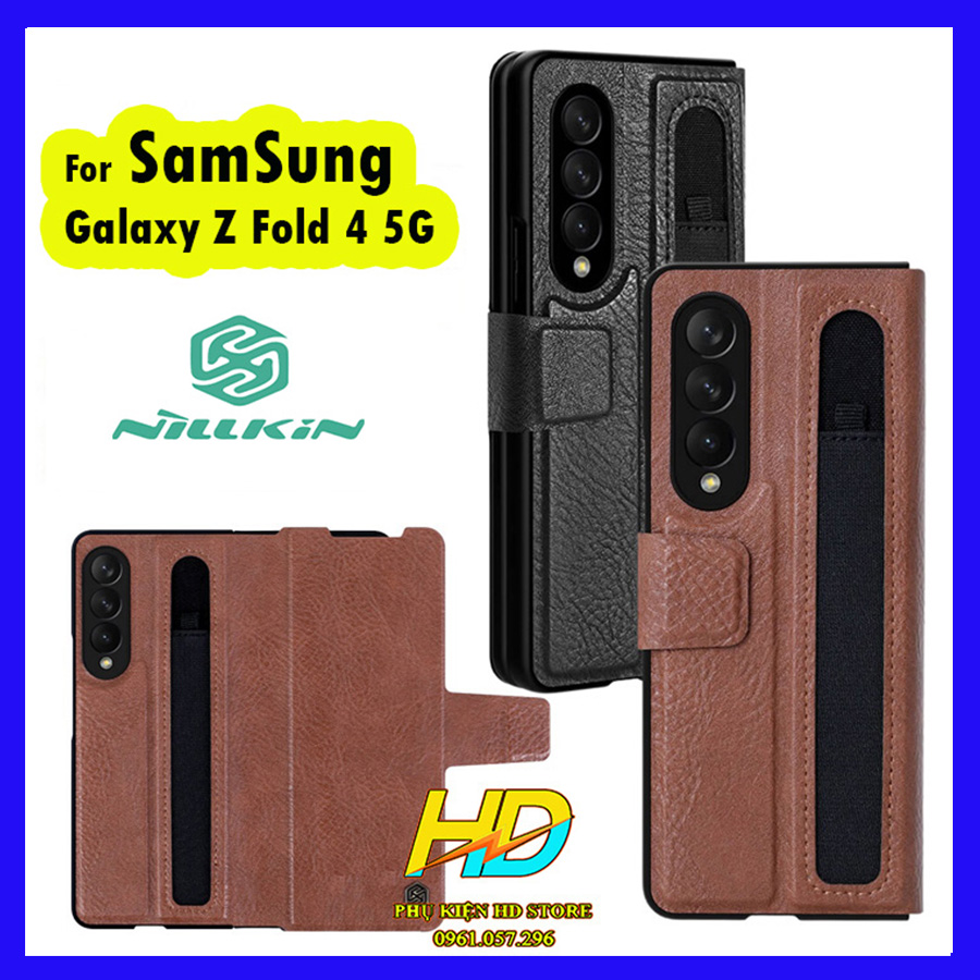 Bao Da Dành Cho SamSung Galaxy Z Fold4 5G Da Thật Cao Cấp Chính Hãng Nillkin Aoge Leather Cover Có Ngăn Đựng Bút Tiện Lợi - Hàng Chính Hãng