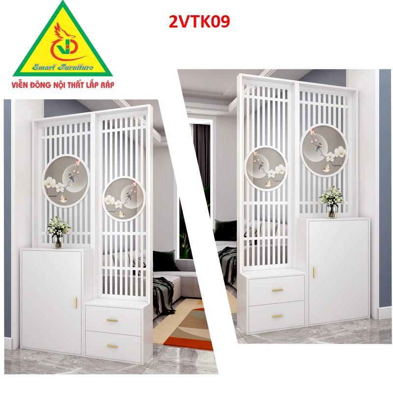 Tủ kệ trang trí kiêm vách ngăn phòng khách , nhà bếp 2VTK09- Nội thất lắp ráp Viendong Adv