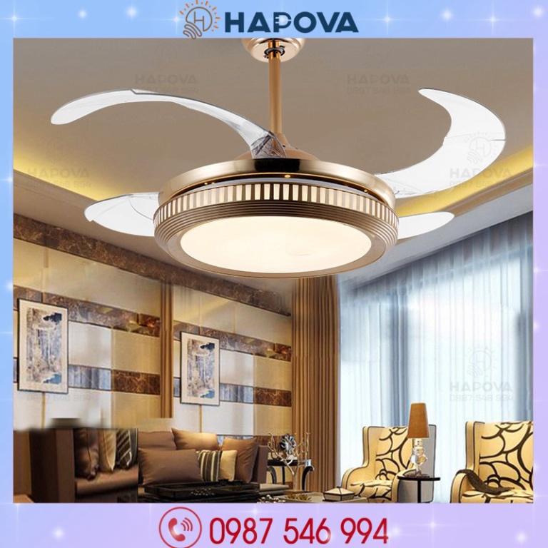 Quạt trần đèn, quạt tô điểm phòng tiếp khách HAPOVA DQ 8060 + khuyến mãi khiển
