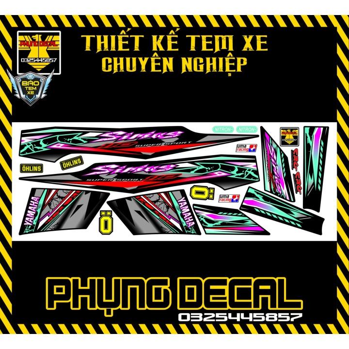 Tem rời dán xe sirius xanh đen v2