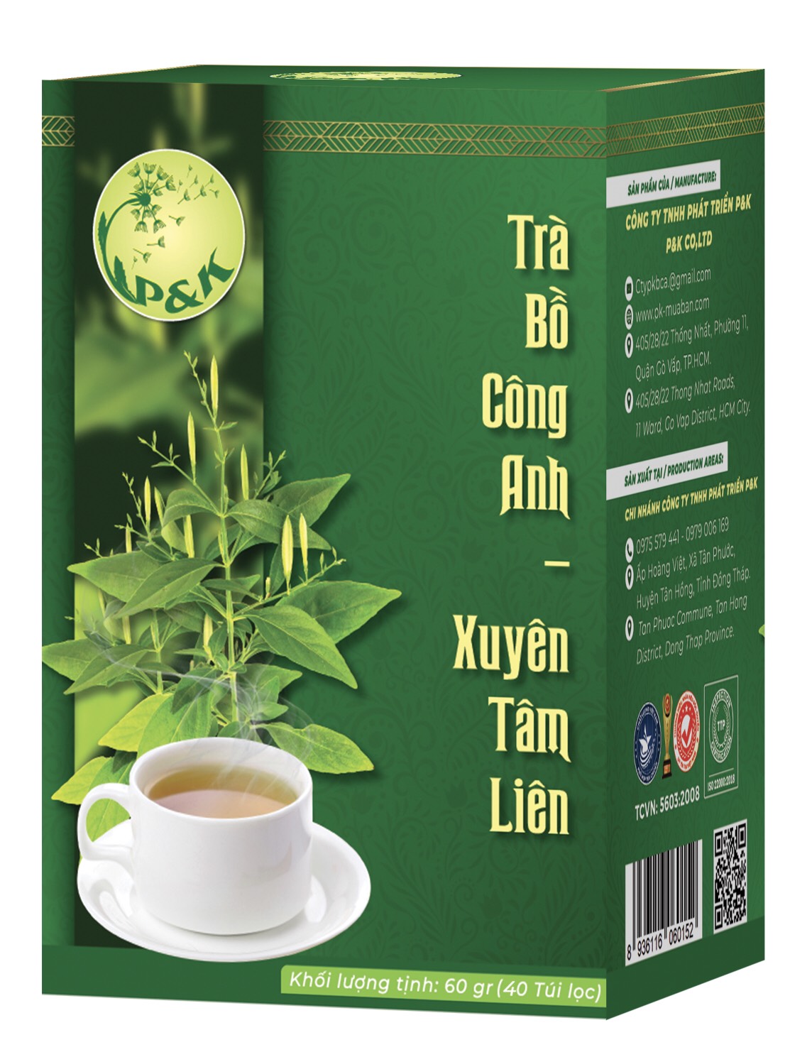 Trà Bồ Công Anh Xuyên Tâm Liên - Tăng sức đề kháng, sống khỏe (60gr - 40 túi lọc)