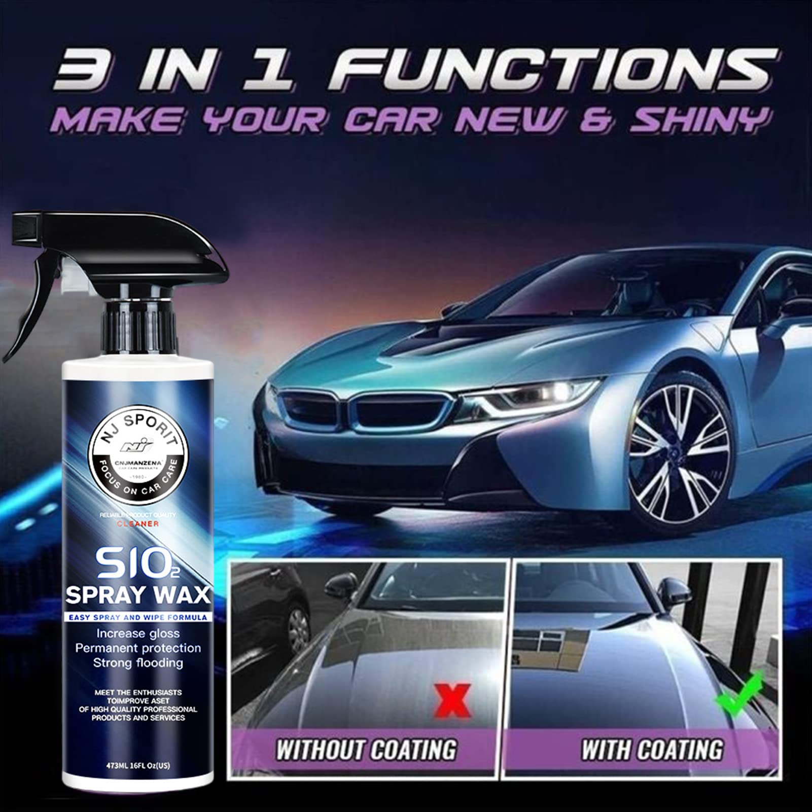 Dung dịch phủ sáp Ceramic dưỡng bóng sơn xe ô tô High Gloss Car Wax Polish Spray Top Coat Polish Polymer Paint Sealant